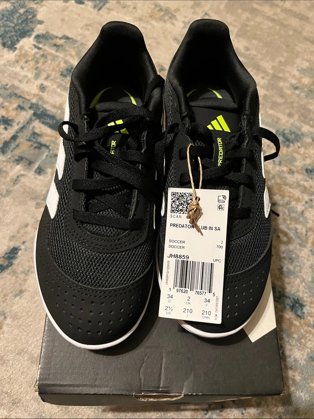 adidas Kids Black and White Predator Club Soccer Sneakers